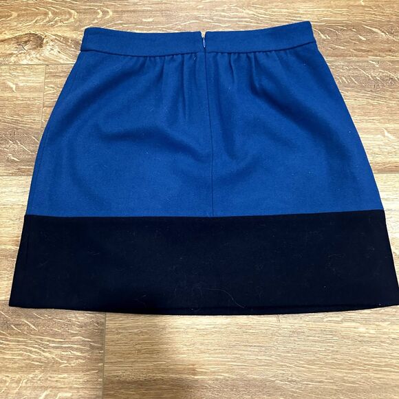 J Crew Black Blue Color Block Wool Skirt Women's Sz 4 Career Wear - Picture 2 of 8